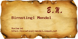 Birnstingl Mendel névjegykártya